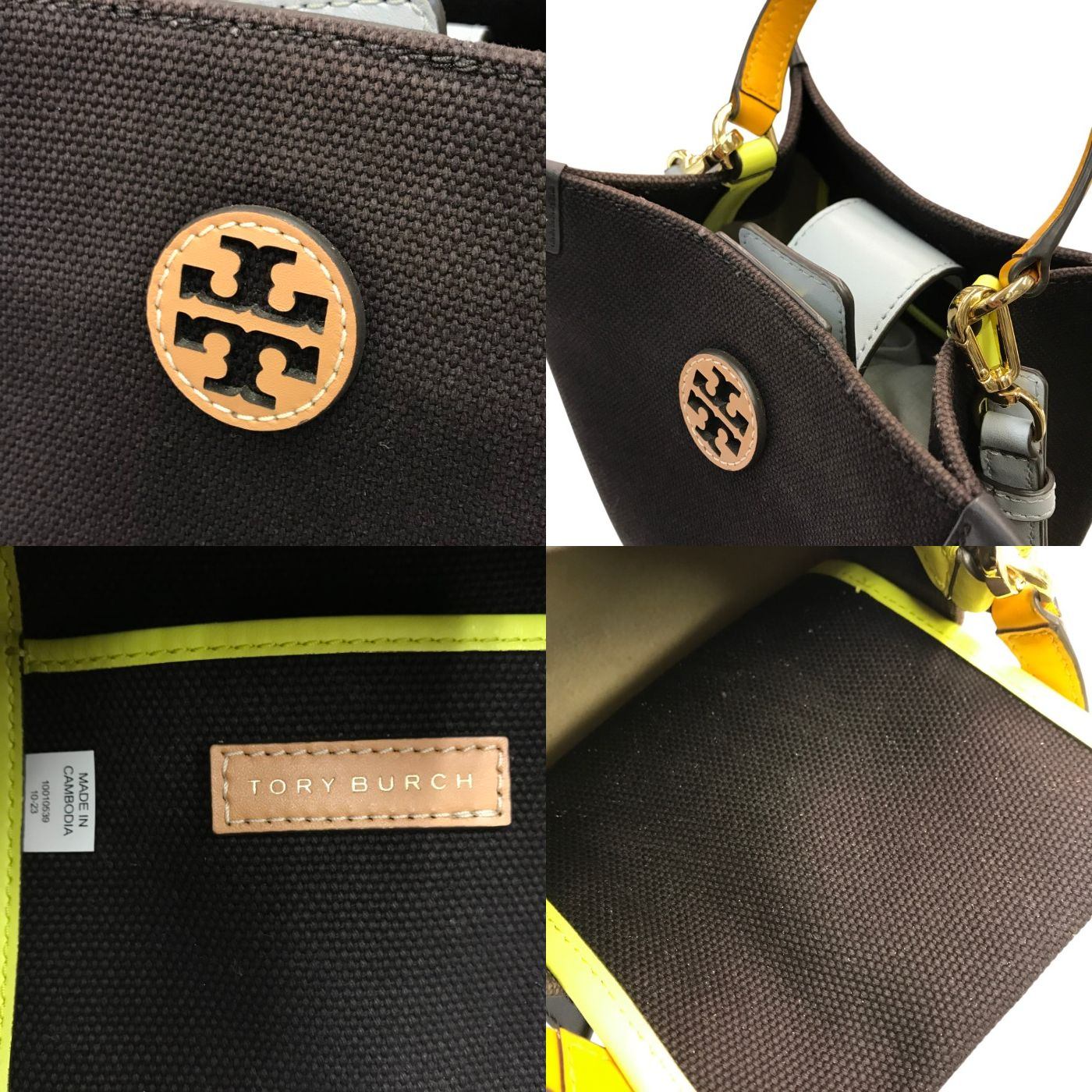 TORY BURCH トリーバーチ ミニトートバッグ レディース キャンバス 2way ショルダー 斜め掛け ブラウン 中古 T1