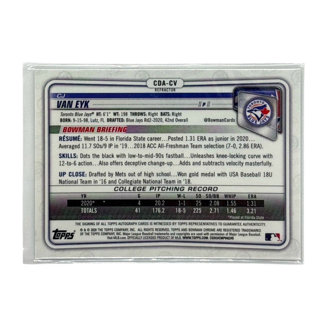 TOPPS MLBカード BOWMAN CHROME 1ST CJ VAN EYK TORONTO BLUE JAYS /499 #CDA-CV 中古 IT1