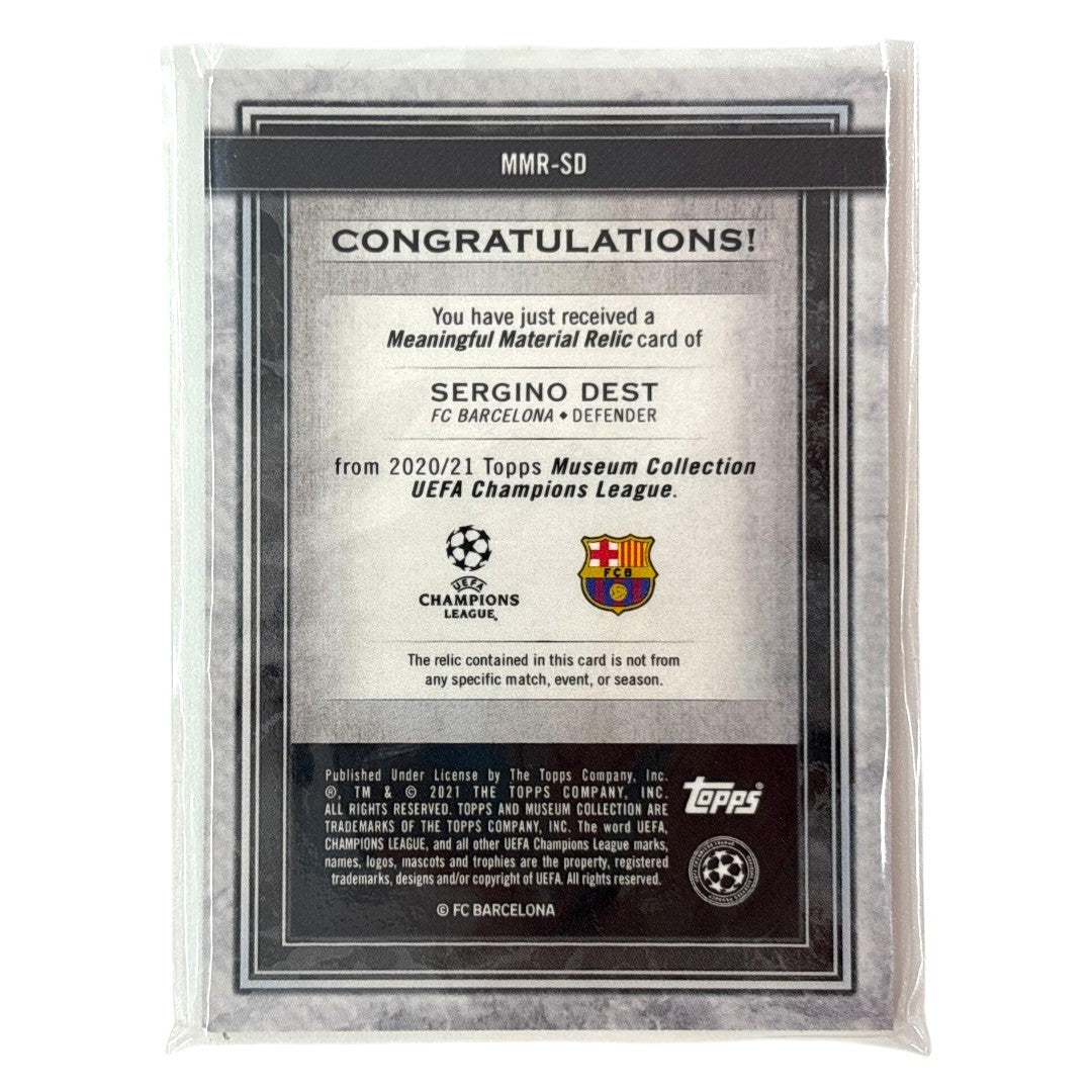TOPPS サッカーカード MUSEUM COLLECTION SERGINO DEST BARCELONA 10/50 #MMR-SD 中古 IT1