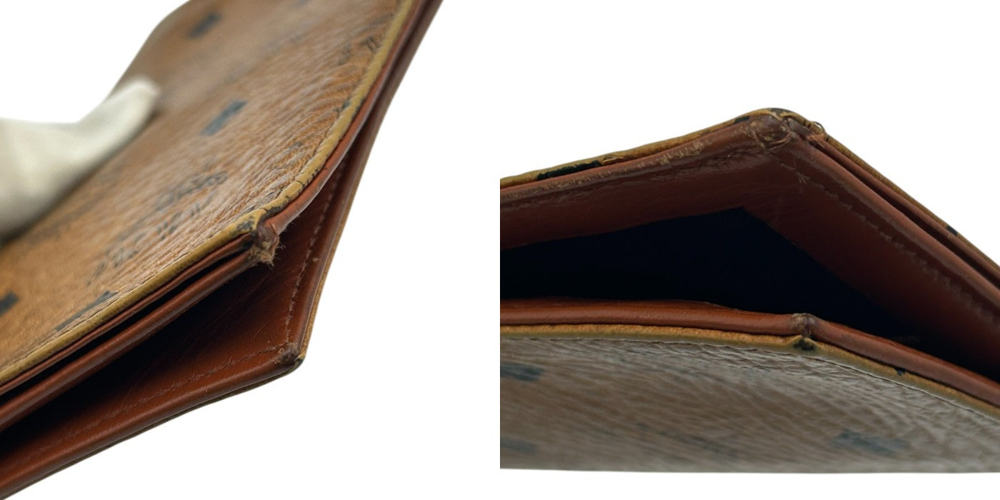 MCM モノグラム 二つ折り長財布 ブラウン 定期入れ 薄型 エムシーエム レディース メンズ ブランド 中古 W4