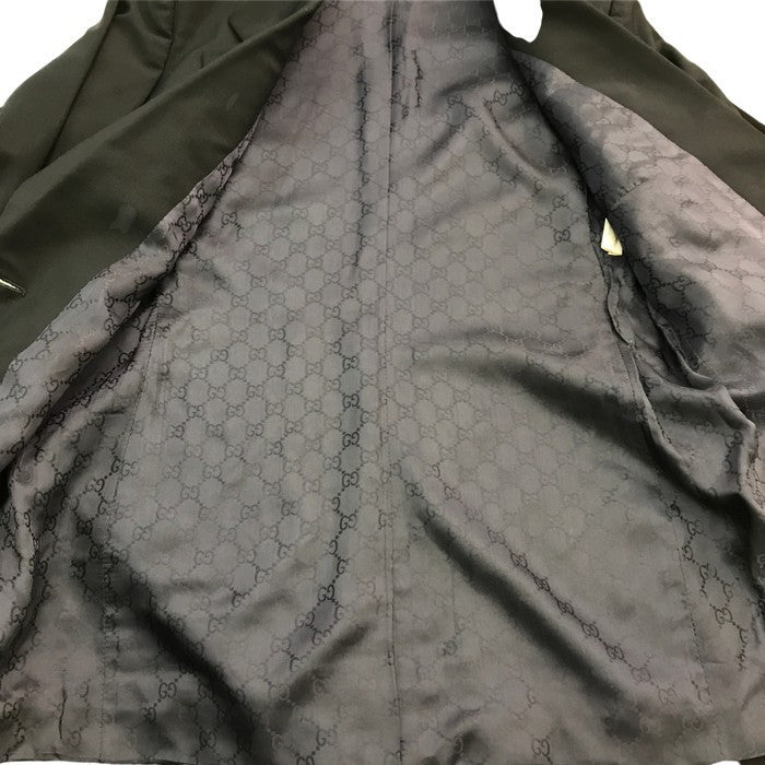 GUCCI グッチ テーラードジャケット レディース ウール シングルブレスト チェンジポケット チャコールグレー 中古 T1