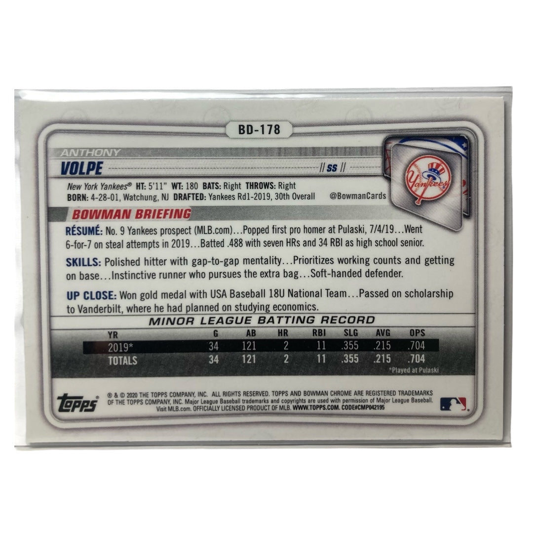 TOPPS MLBカード BOWMAN CHROME ANTHONY VOLPE YANKEES #BD-178 中古 IT2