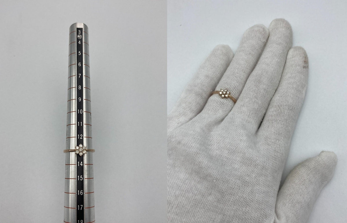 K18PG ダイヤ0.29ct フラワーモチーフ リング 13号 中古 D4