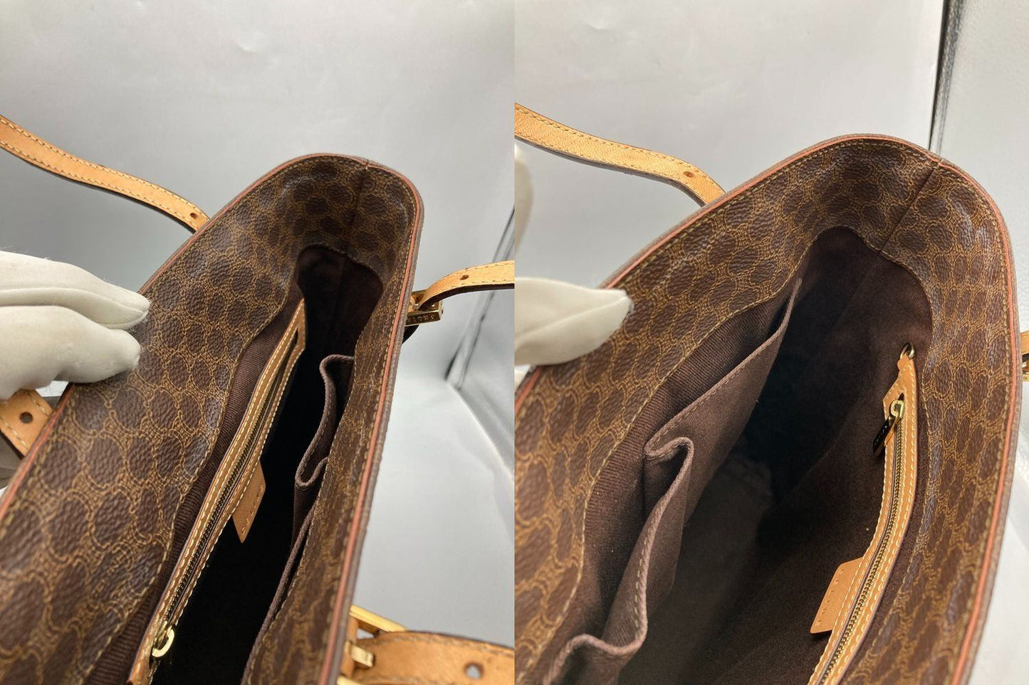 CELINE セリーヌ マカダム トートバッグ PVC×レザー 中古 D4