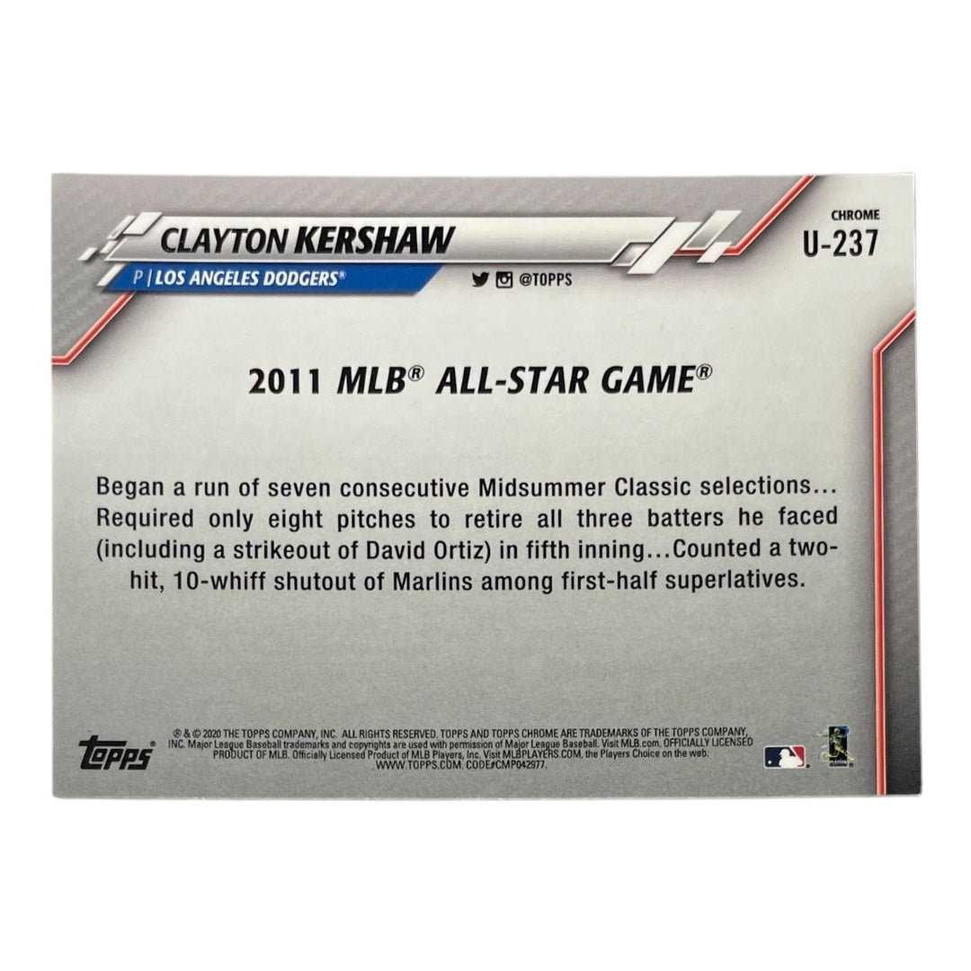 TOPPS MLBカード CHROME CLAYTON KERSHAW LOS ANGELES DODGERS #U-237 中古 IT2