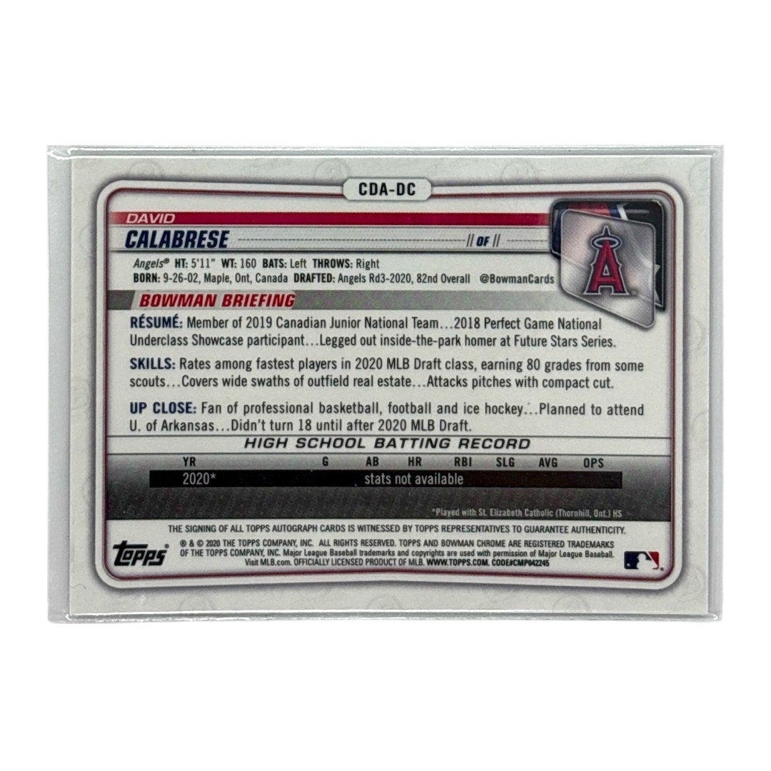 TOPPS MLBカード BOWMAN CHROME 1ST DAVID CALABRESE ANGELS /250 #CDA-DC 中古 IT1