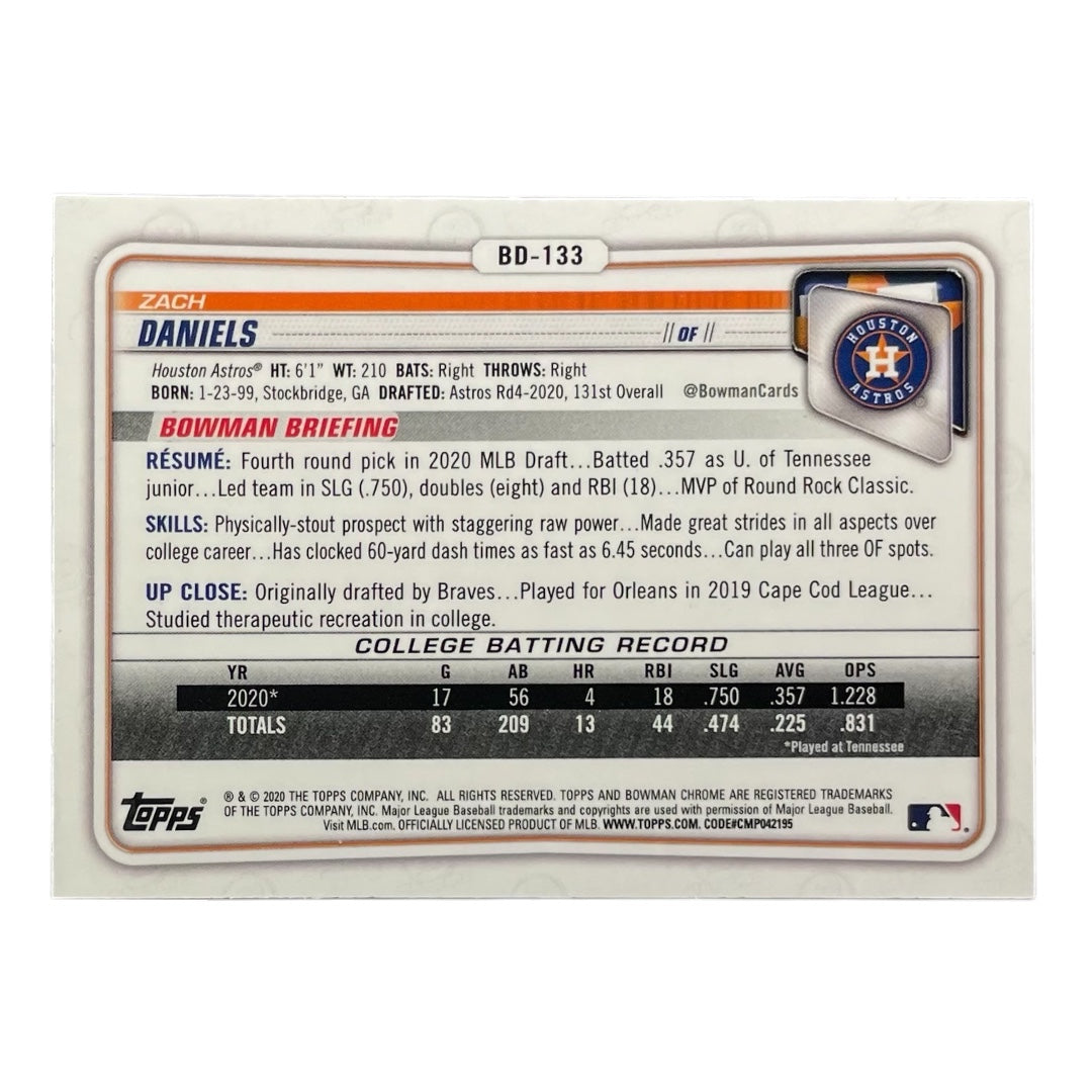 TOPPS MLBカード BOWMAN CHROME 1ST ZACH DANIELS HOUSTON ASTROS #BD-133 中古 IT2
