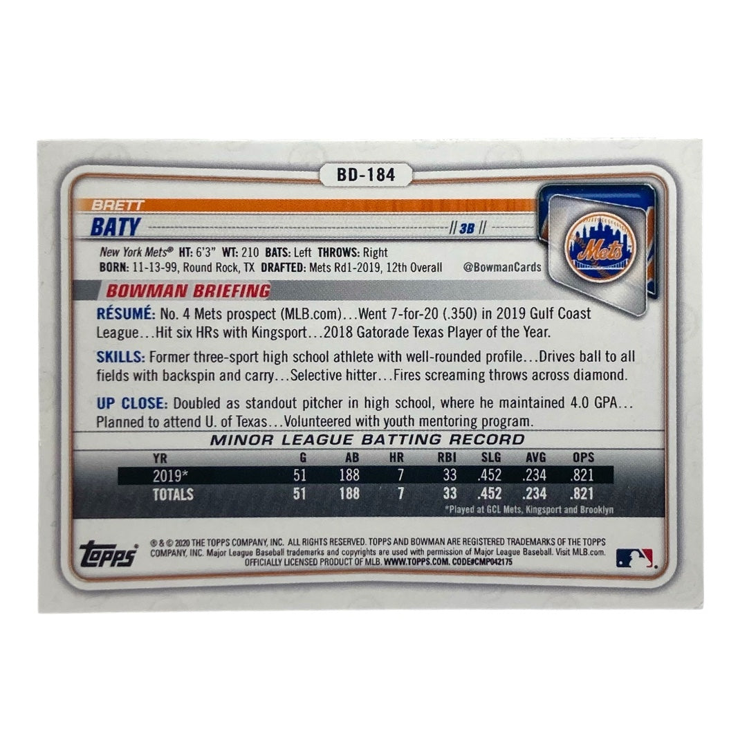 TOPPS MLBカード BOWMAN BRETT BATY METS 105/150 #BD-184 中古 IT2