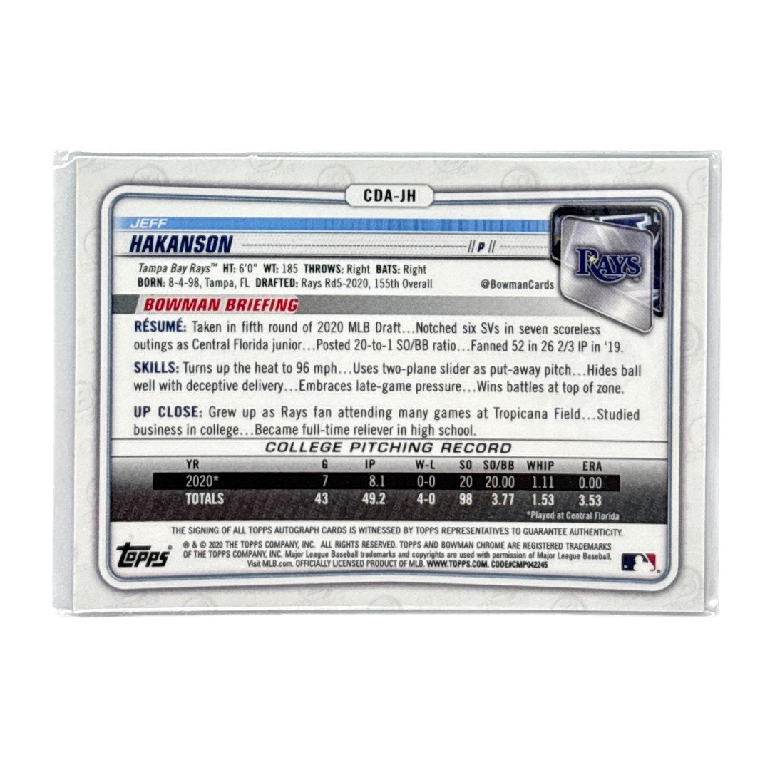TOPPS MLBカード BOWMAN CHROME 1ST JEFF HAKANSON TAMPA BAY RAYS /150 #CDA-JH 中古 IT1