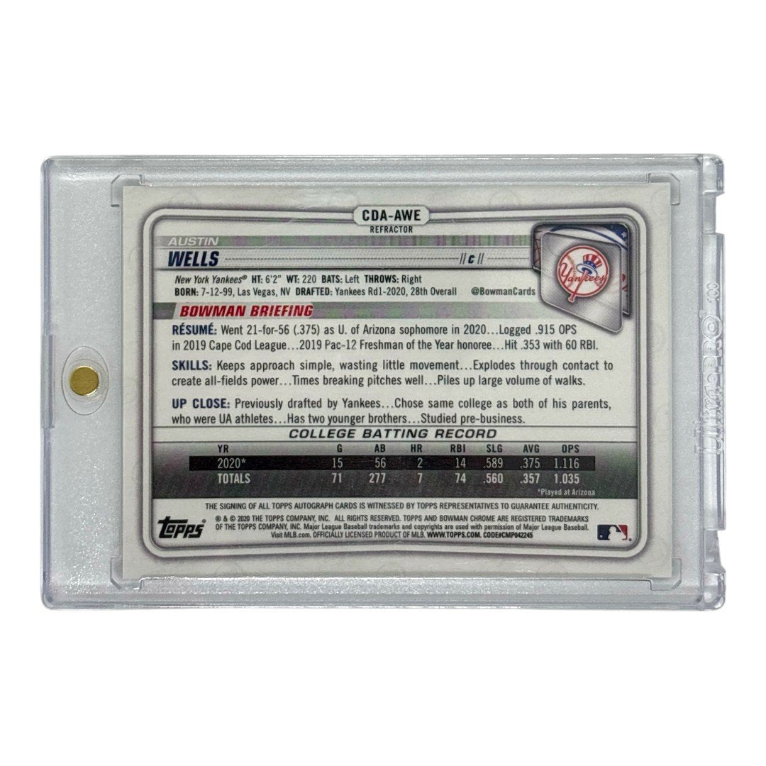 TOPPS MLBカード BOWMAN CHROME 1ST AUSTIN WELLS NEW YORK YANKEES /499 #CDA-AWE 中古 IT1