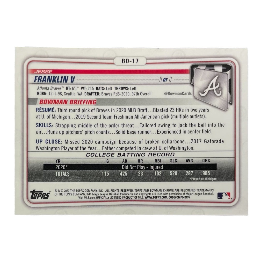 TOPPS MLBカード BOWMAN CHROME 1ST JESSE FRANKLIN V ATLANTA BRAVES #BD-17 中古 IT2