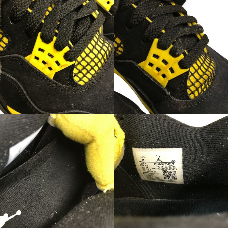 NIKE AIR JORDAN 4 RETRO THUNDER エアジョーダン 4 レトロ サンダー スニーカー メンズ ローカット 2023年 ブラック/イエロー 26cm DH6927-017 中古 T1