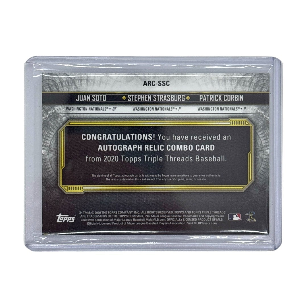 TOPPS MLBカード TRIPLE THREADS JUAN SOTO STEPHEN STRASBURG PATRICK CORBIN WASHINGTON NATIONALS 10/27 #ARC-SSC 中古 IT1