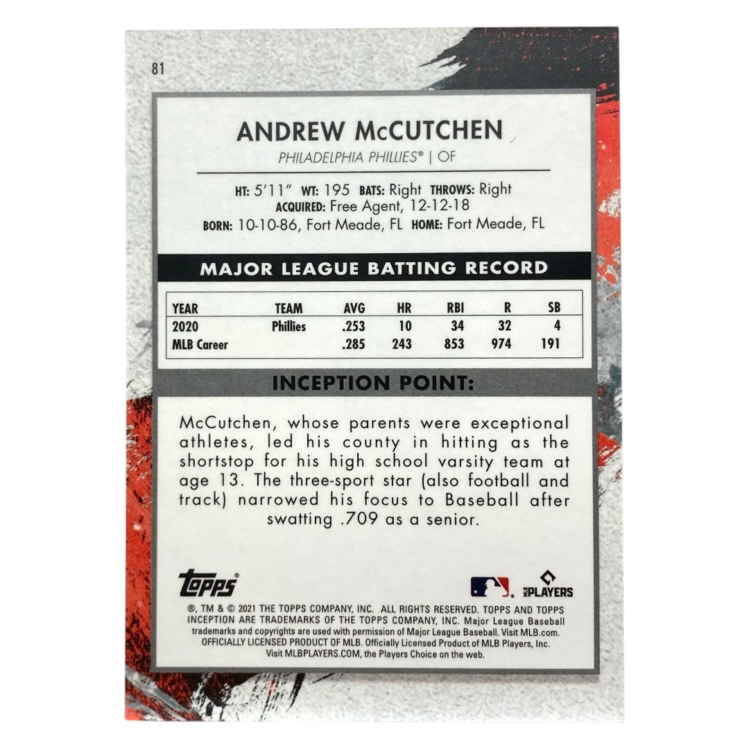 TOPPS MLBカード INCEPTION ANDREW MCCUTCHEN PHILLIES 76/99 #81 中古 IT2