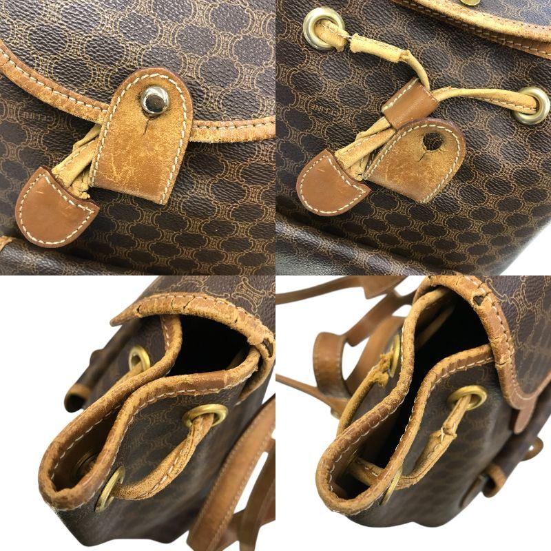 CELINE セリーヌ マカダム リュックサック レディース PVC/レザー ブラゾン バックパック ヴィンテージ ブラウン 中古 T1