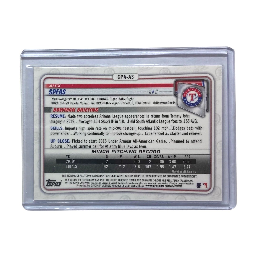TOPPS MLBカード BOWMAN CHROME ALEX SPEAS TEXAS RANGERS /150 #CPA-AS 中古 IT2