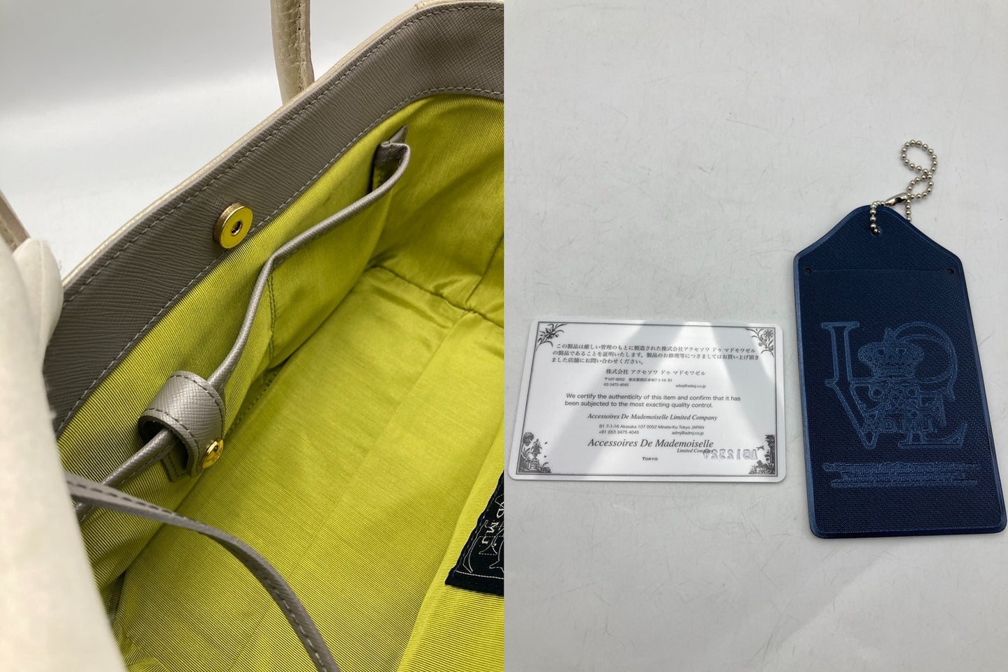 A.D.M.J. エーディーエムジェイ ビジュー付き レザー ハンドバッグ 中古 D4