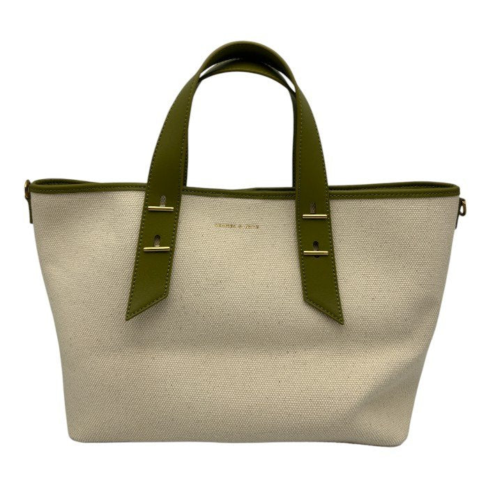 CHARLES&KEITH チャールズアンドキース ダブルハンドル スラウチーバッグ キャンバス 2WAY ハンド ショルダー レディース 鞄 中古 W4