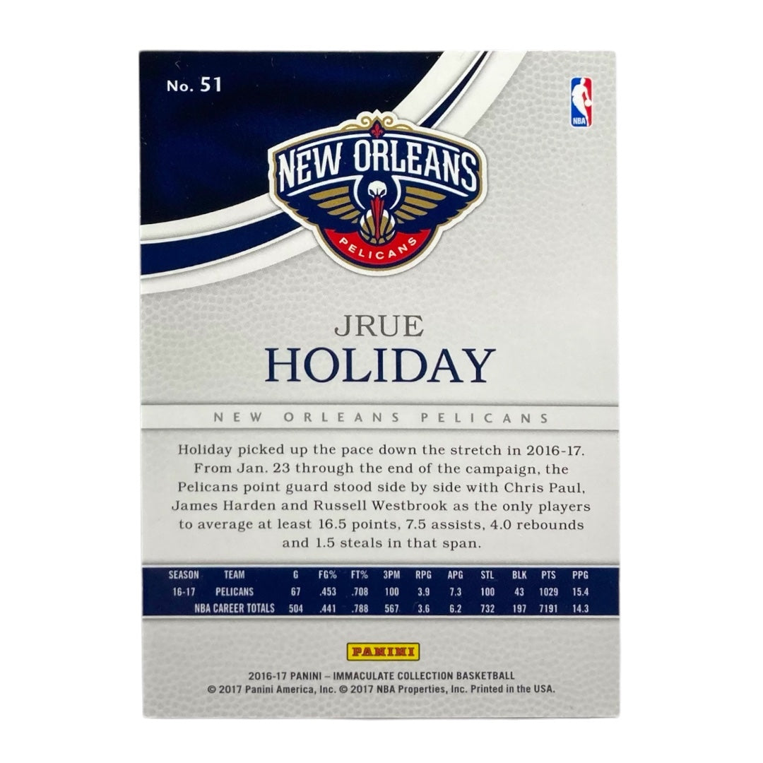 PANINI NBAカード IMMACULATE COLLECTION JRUE HOLIDAY NEW ORLEANS PELICANS /99 #51 中古 IT2