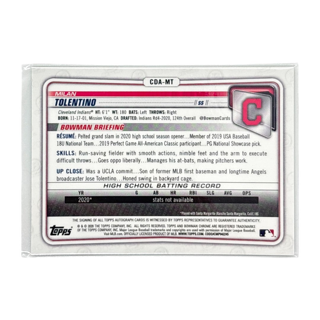 TOPPS MLBカード BOWMAN CHROME 1ST MILAN TOLENTINO CLEVELAND INDIANS /99 #CDA-MT 中古 IT1