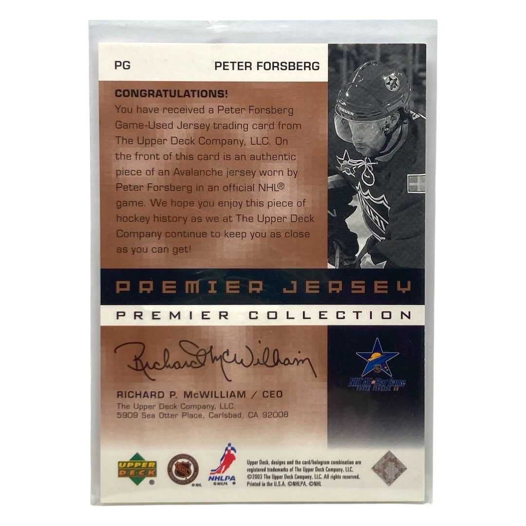 UPPER DECK NHLカード PREMIER COLLECTION PETER FORSBERG 2003 ALL STAR 110/299 #PG 中古 IT2