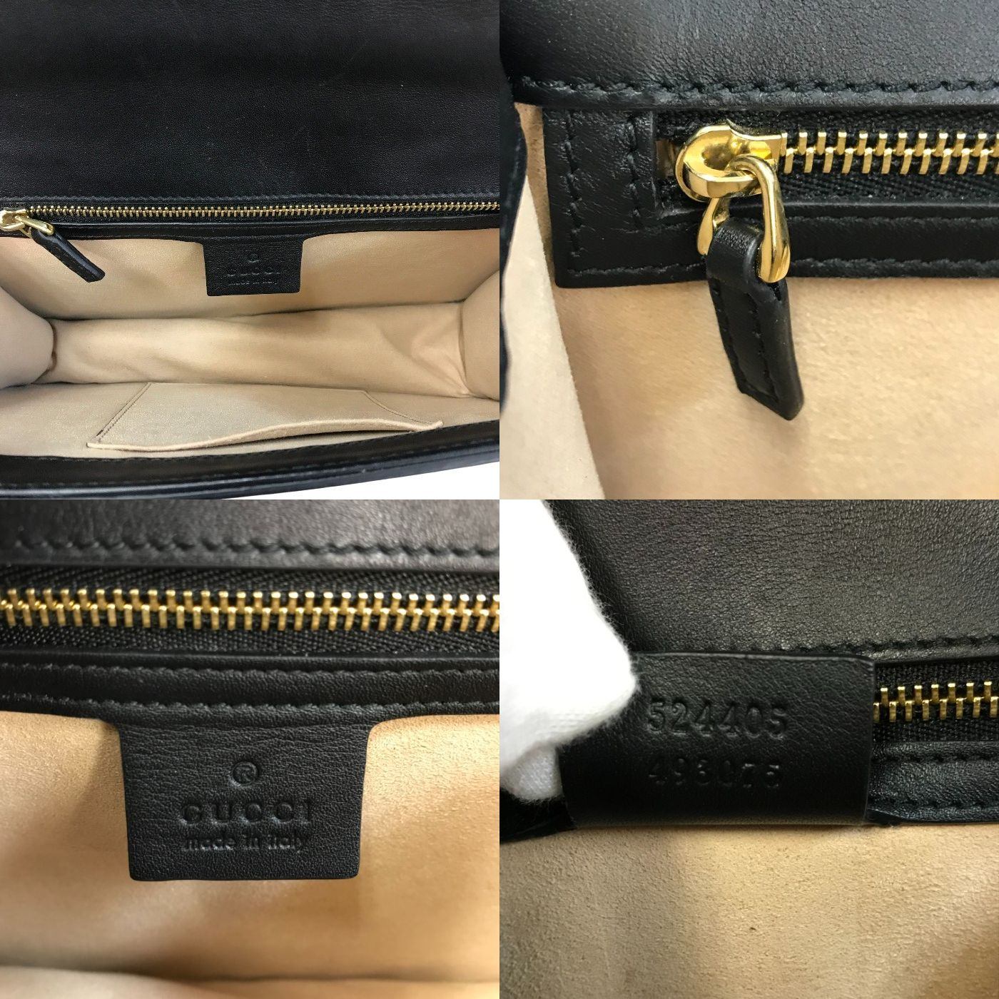 GUCCI グッチ シルヴィ ショルダーバッグ レディース ベロア GG柄 ゴールドチェーン 斜め掛け シェリー ブラック 524405 493075 中古 T1