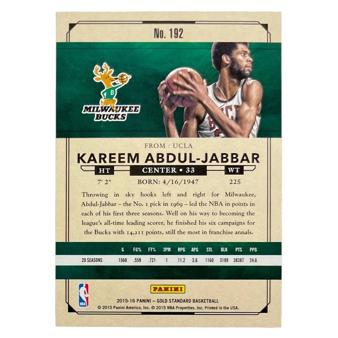 PANINI NBAカード GOLD STANDARD KAREEM ABDUL-JABBAR MILWAUKEE BUCKS /299 #192 中古 IT2