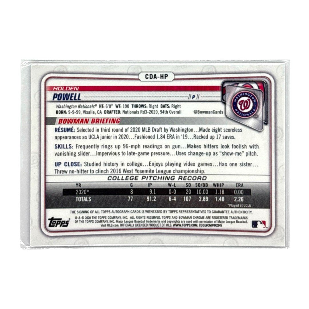 TOPPS MLBカード BOWMAN CHROME 1ST HOLDEN POWELL WASHINGTON NATIONALS /250 #CDA-HP 中古 IT1