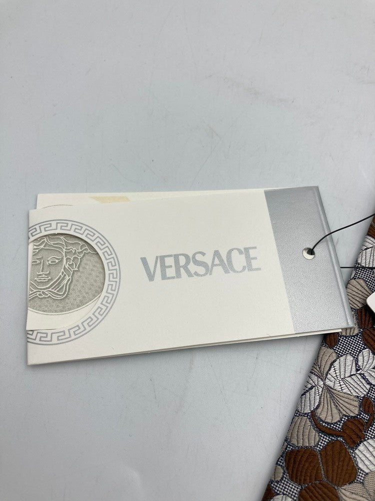 VERSACE ヴェルサーチェ ネクタイ シルク100% リーフ柄 中古 D4