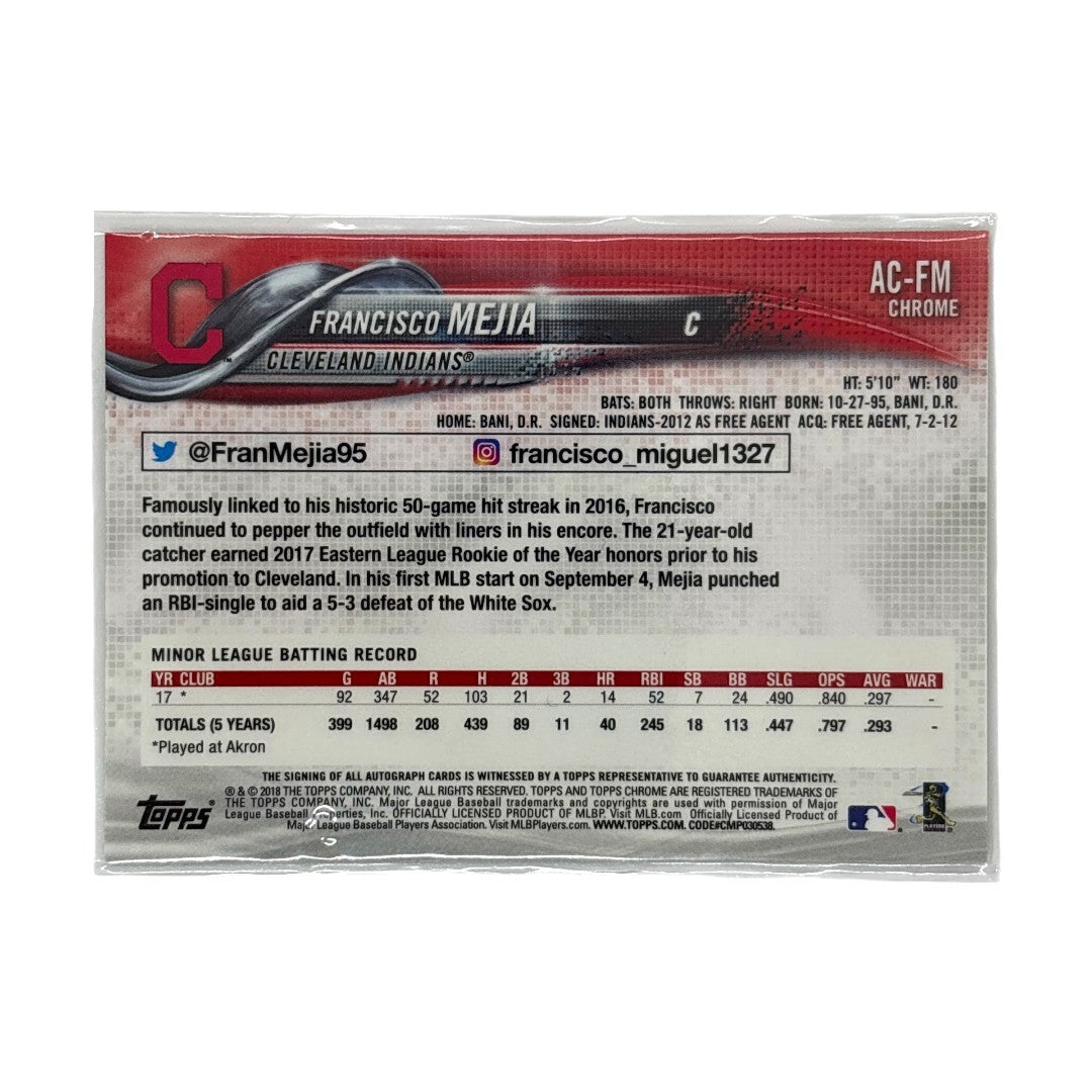 TOPPS MLBカード CHROME SAPPHIRE EDITION FRANCISCO MEJIA CLEVELAND INDIANS #AC-FM 中古 IT1
