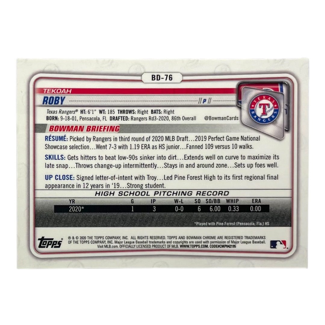 TOPPS MLBカード BOWMAN CHROME 1ST TEKOAH ROBY TEXAS RANGERS /25 #BD-76 中古 IT2