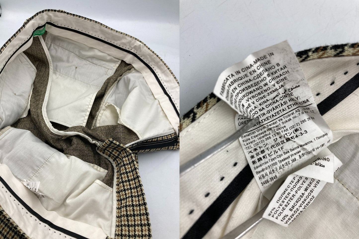 UNITED COLORS OF BENETTON ベネトン ガンクラブチェック セットアップ サイズXL メンズ 中古 D4