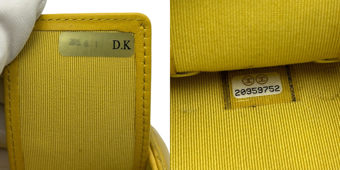 CHANEL シャネル マトラッセ キーケース イエロー ラムレザー ブランド ココマーク 6連 中古 W4