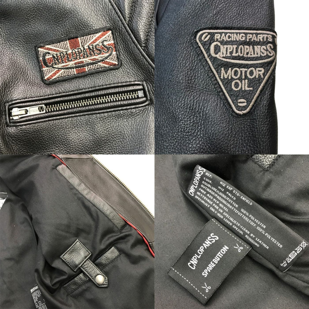 CNPLOPANSS ライダースジャケット メンズ レザー シングルブレスト ワッペン ブラック Lサイズ 中古 T1