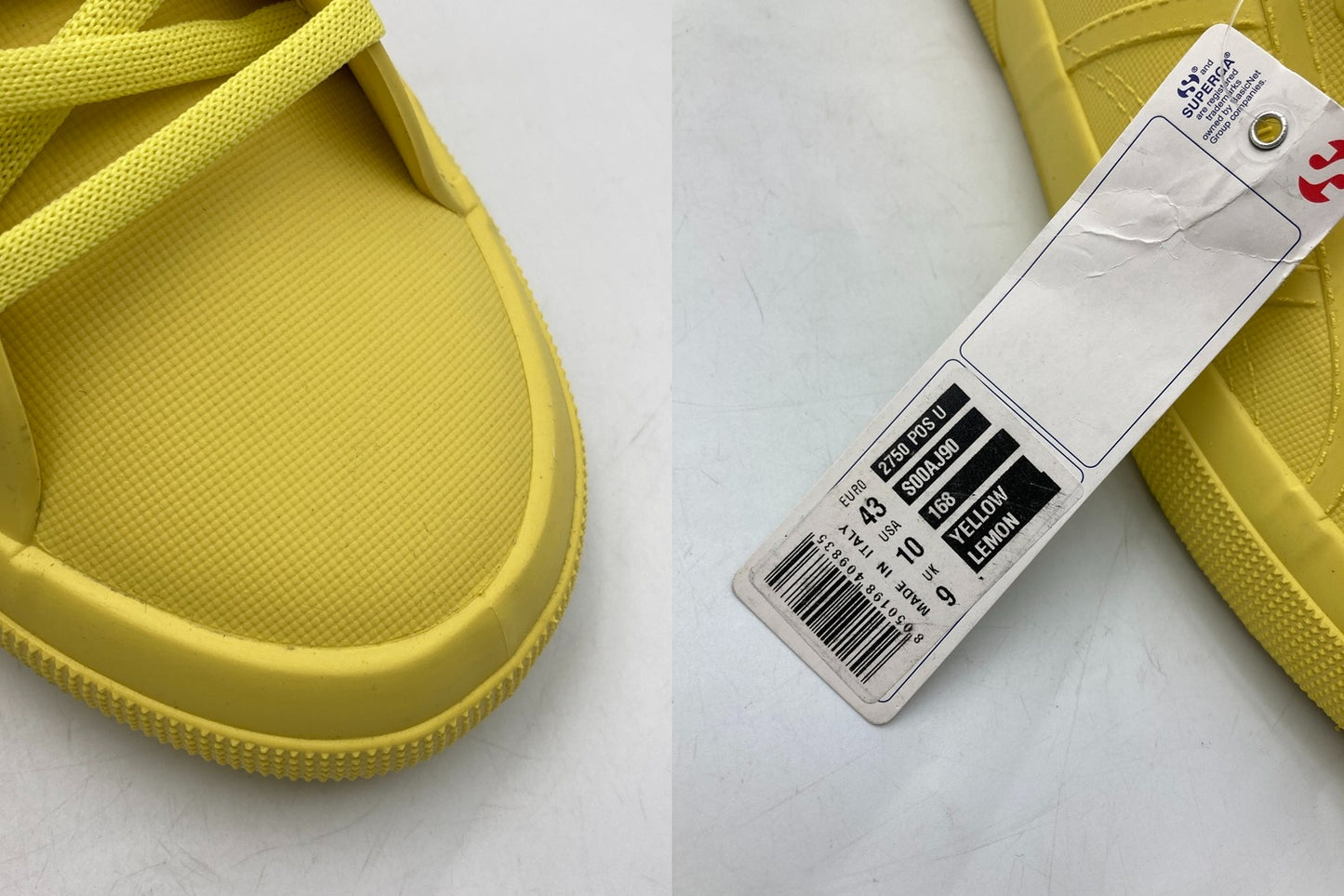 SUPERGA スペルガ レインシューズ 2750 POS U サイズ43 イエローレモン 中古 D4