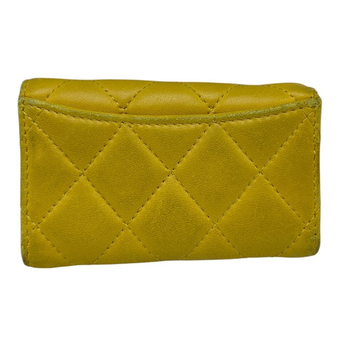 CHANEL シャネル マトラッセ キーケース イエロー ラムレザー ブランド ココマーク 6連 中古 W4