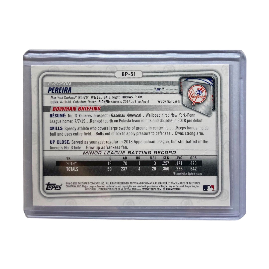 TOPPS MLBカード BOWMAN 1ST EVERSON PEREIRA YANKEES 084/250 #BP-51 中古 IT2