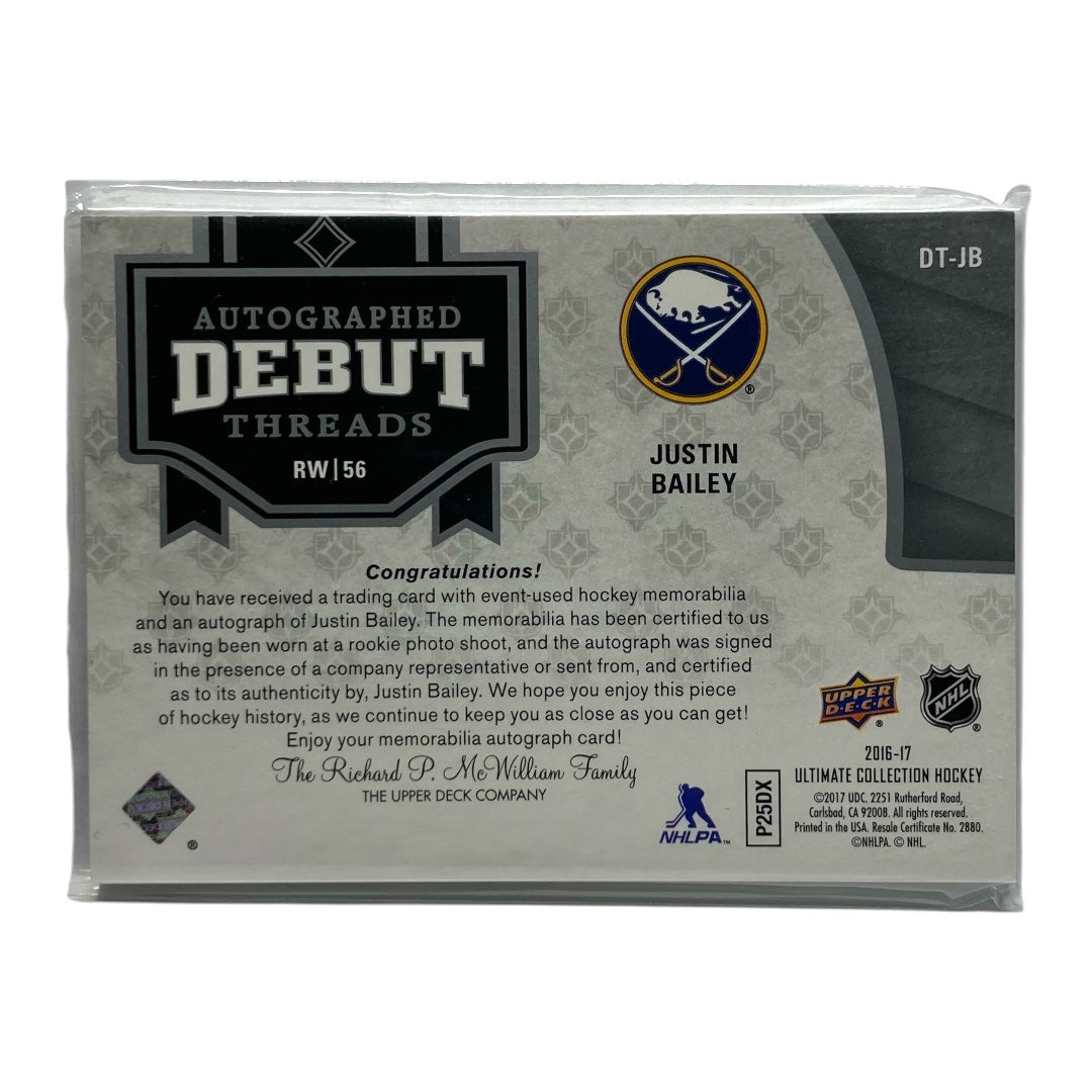 UPPER DECK NHLカード ULTIMATE COLLECTION JUSTIN BAILEY SABRES 63/99 #DT-JB 中古 IT2