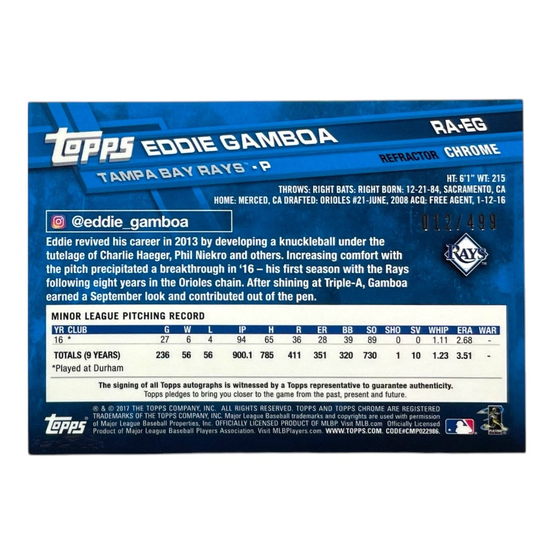 TOPPS MLBカード CHROME EDDIE GAMBOA TAMPA BAY RAYS /499 #RA-EG 中古 IT2