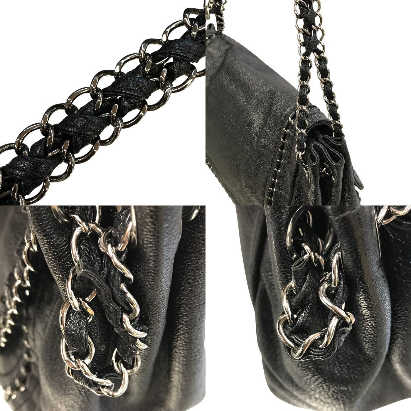 CHANEL シャネル ラグジュアリーライン ショルダーバッグ レディース レザー チェーンショルダー ココマーク シルバー金具 ブラック 中古 T1