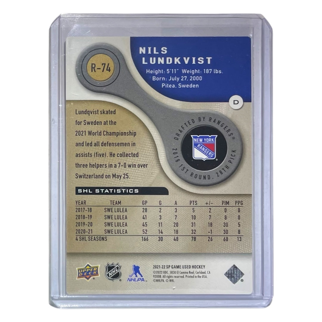 UPPER DECK NHLカード SP GAME USED NILS LUNDKVIST RANGERS /25 #R-74 中古 IT2