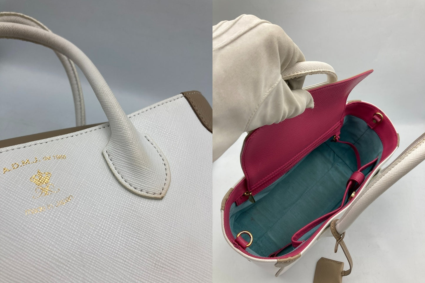 A.D.M.J. エーディーエムジェイ カレラ バイカラー 2WAY ショルダーバッグ 中古 D4