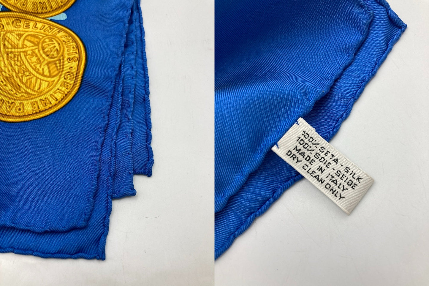 CELINE セリーヌ マリン柄 スカーフ シルク100% 中古 D4