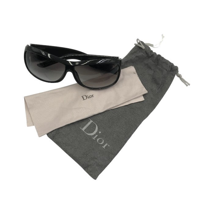 Christian Dior クリスチャンディオール カナージュ サングラス レディース CANNAGE 格子柄 ロゴ セルロイド ブラック/グレーグラデーション 中古 T1