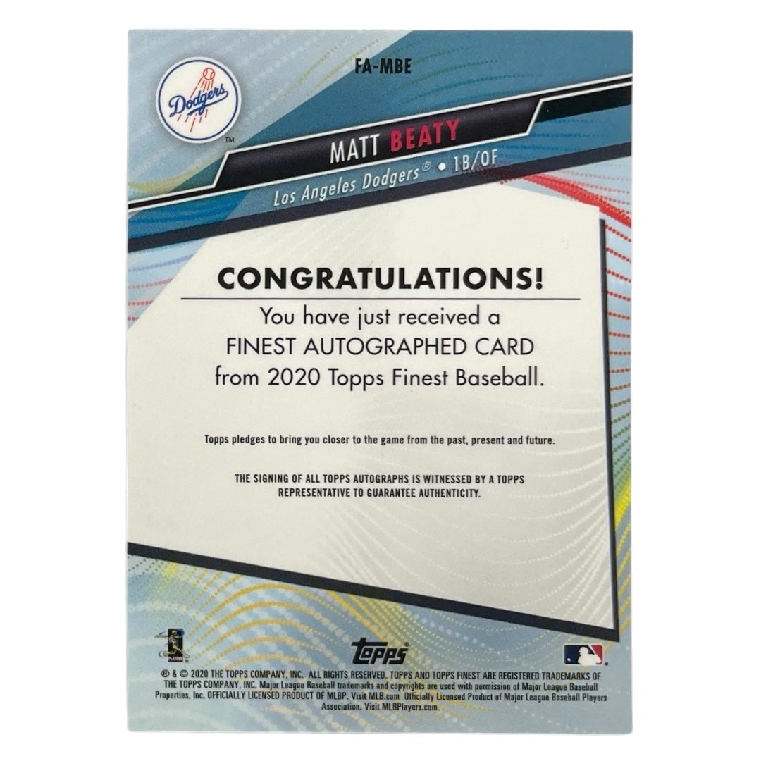 TOPPS MLBカード FINEST MATT BEATY LOS ANGELES DODGERS #FA-MBE 中古 IT2