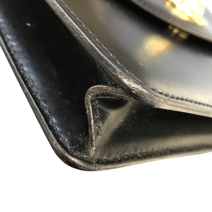 CELINE セリーヌ ショルダーバッグ レディース レザー ゴールドチェーン シンプル クラッチバッグ ブラック 中古 T1