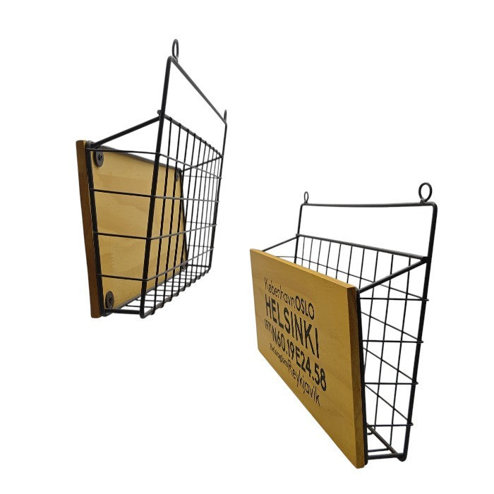 ヴィンテージ風 レターホルダー ドアマガジン ウォールラック 2個セット インテリア 小物入れ おしゃれ 中古 W4