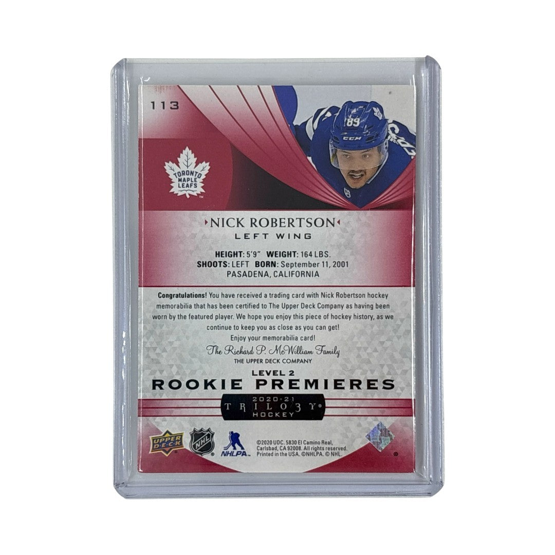 UPPER DECK NHLカード TRILOGY NICK ROBERTSON MAPLE LEAFS 35/49 #113 中古 IT1