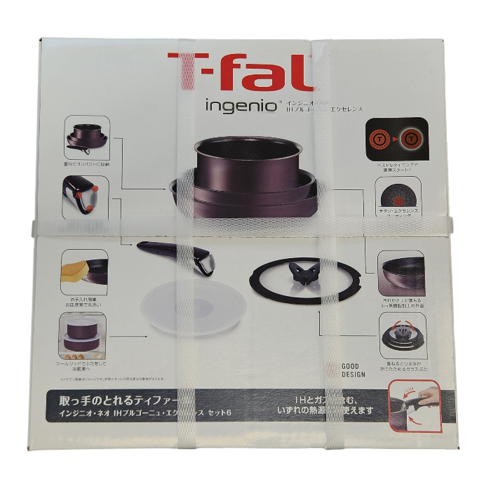 T-fal ティファール インジニオ ネオ IHブルゴーニュ エクセレンス セット6 取っ手のとれる フライパン IH対応 長持ち 省スペース L66691 中古 T1