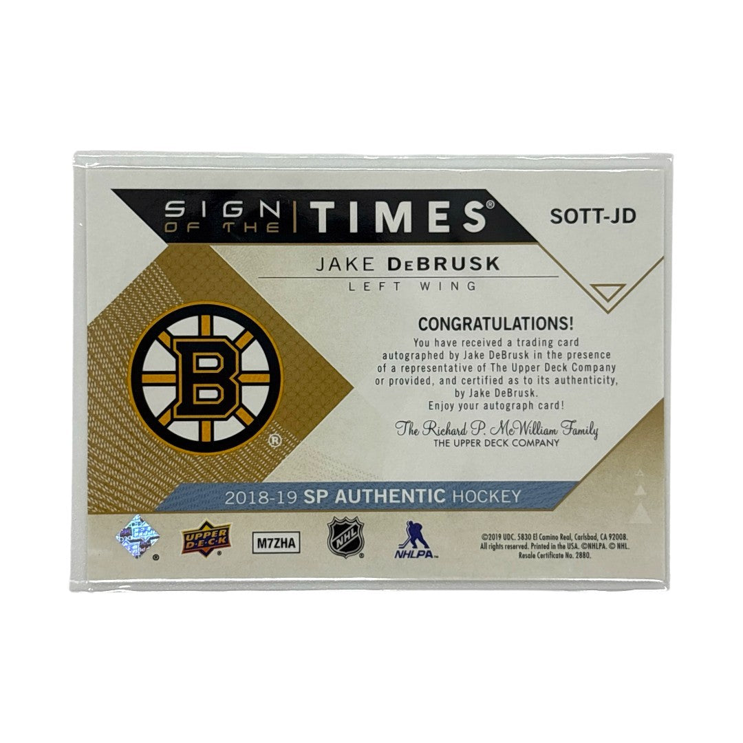 UPPER DECK NHLカード SP AUTHENTIC JAKE DEBRUSK BRUINS #SOTT-JD 中古 IT1